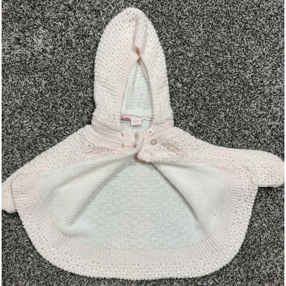 Vintage Cuddle Bear Cardigan‎ Sweater Jacket Baby Girl's Size 9 Mon Pink Cream